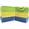 POLYTE Premium Microfiber Cleaning Towel,16x16 in 36 Pack (Blue,Green,Yellow)