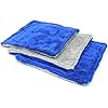 [Amphibian Mini] Dual Side Glass Cleaning Microfiber Towel - One Side Twist, One Side Plush - 8"x8" (Blue/Gray) 3 Pack