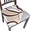 SearchI Seat Covers for Dining Room Chairs Stretch Printed Chair Seat Covers Set of 4, Removable Washable Upholstered Chair Seat Protector Cushion Slipcovers for Kitchen, Office(Beige)