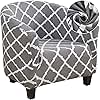 SearchI Club Chair Slipcover Stretch Spandex Barrel Chair Covers Removable Tub Chair Slipcovers Armchair Sofa Cover Couch Furniture Protector Geometric Pattern Arm Chair Cover for Living Room(Grey)