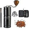 DACLL Manual Coffee Grinder with Numerical External Adjustable Setting, Capacity 30g with CNC Stainless Steel Conical Burr, Pour Over Coffee for Hand Grinder of Office Home Traveling Camping B