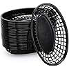 EUSOAR Plastic Oval Serving Baskets, 24pcs, 9.4x6x1.5in, Black, Modern Kitchen Storage, Picnic, Burgers, Sandwiches & Fries, Microwave & Dishwasher Safe
