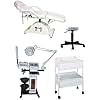 Buy-Rite Silver Skin Care Spa Package, Contains (1) 10 in 1 Skin Care Machine, (1) Sheila Hydraulic Facial Bed, (1) White Round Stool, (1) Daniel White Utility Cart, BR-SILVERSKINCARE