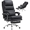 Ylzyxal Office Chair, Big and Tall Office Desk Chair, Ergonomic Office Chair, 400LBS PU Leather Computer Chairs, Executive Office Chair with Foot Rest and Lumbar Pillow (Black)