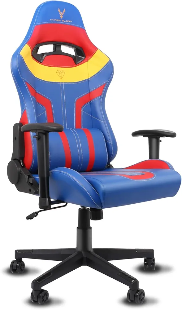 Ergonomic Video Gaming Chair Recliner | 360 Degree Swivel Computer Gaming Chair with Lumbar Support, Headrest, Height Adjustable for Study, Home Office, Blue Red