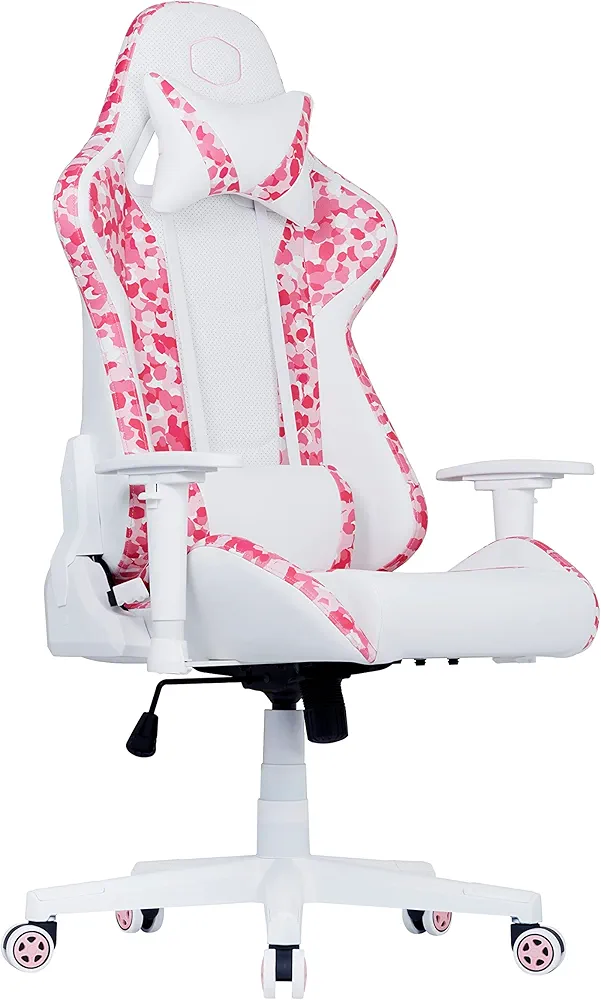 Cooler Master Caliber R1S Sakura Camo Gaming Chair, 360° Swivel, 180 Reclining, Lumbar Support, High Density Foam Cushions, Adjustable Gas Lift for PC Game | Office