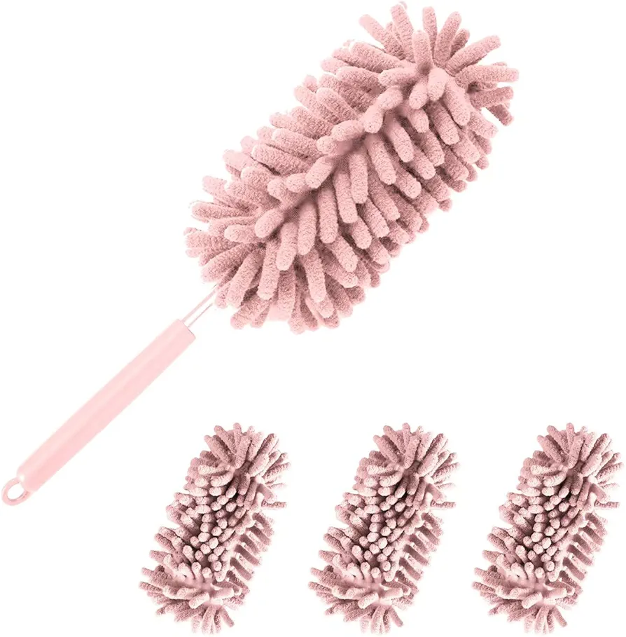 4Pcs Reusable Microfiber dusters Refills Microfiber Duster for Cleaning extendable Pole Duster Washable Damp Duster Bendable Dry Dusters with Extension Handle Pole Supplies