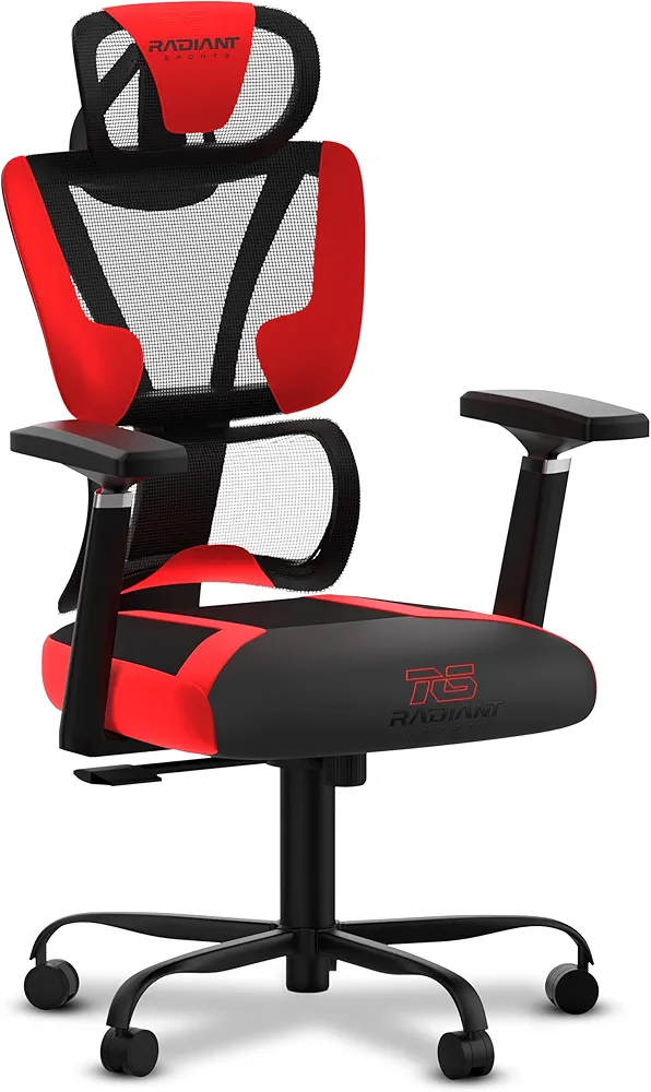 Radiant Sports Mesh Gaming Chair with Rechargeable Fan - Ergonomic Reclining Gaming Chair for Adults - Breathable Material and Comfortable Design - Breathable Chair for Gamer's