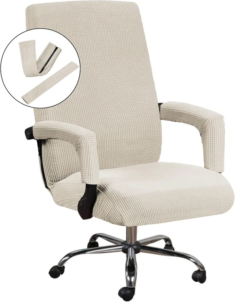 H.VERSAILTEX Home Office Chair Covers Stretchable Computer Desk Chair Covers Mid - High Back Universal Executive Boss Chair Covers Gaming Chair Covers Non Slip Thick Jacquard, Island Fossi - Large