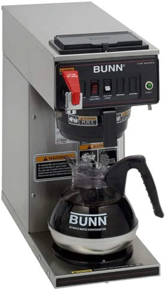 Bunn 12950.0293 CWTF15-1 Automatic 12 Cup Coffee Brewer with 1 Lower Warmer and Black Plastic Funnel - 120V
