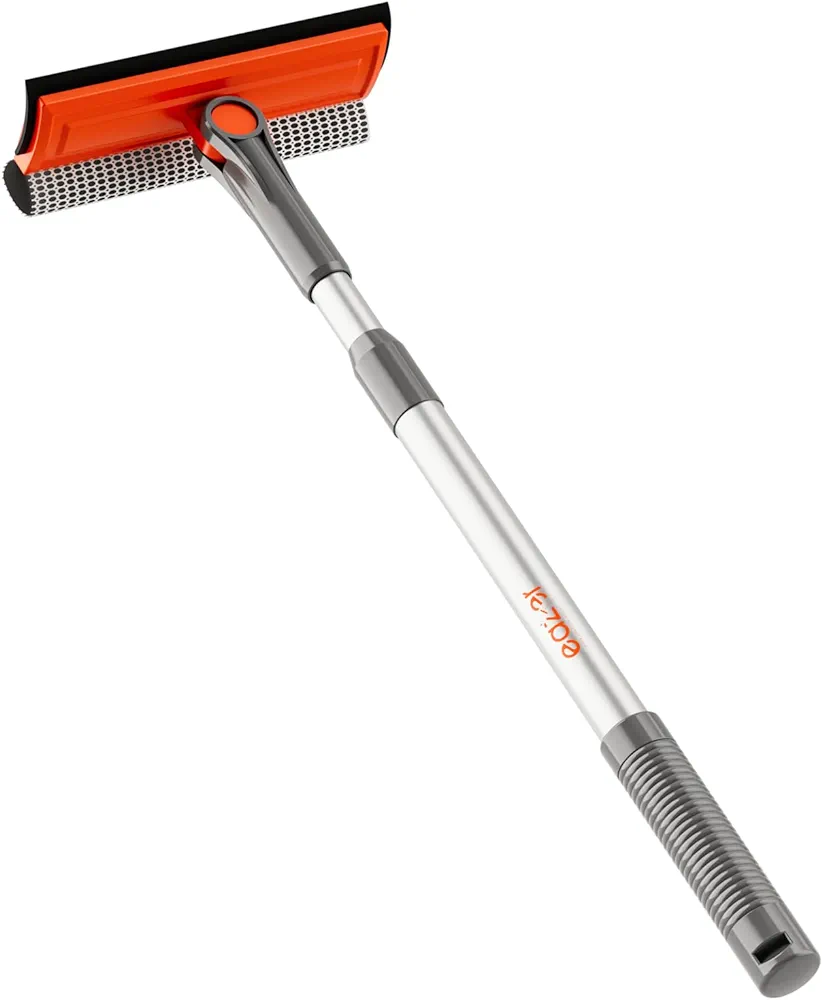 eazer Window Squeegee for Home, 2-in-1 Squeegee for Window Cleaning kit with Multiple Angles, Professional Window Cleaner Tool, Multi-Use Window Washing Kit with Extension Pole(20''-30'')