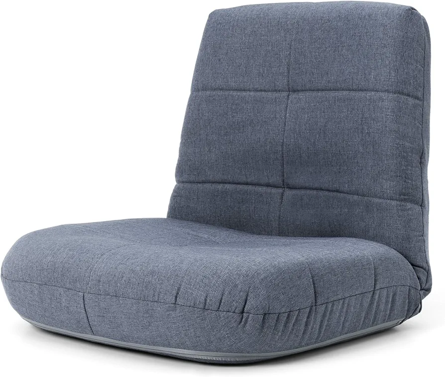 Crestlive Products Easy Lounge, Adjustable Padded Floor Chair with Back Support, Comfortable Folding Chair with Backrest for Home and Office, Floor Pillow for Meditation or as Gaming Chair (Blue)