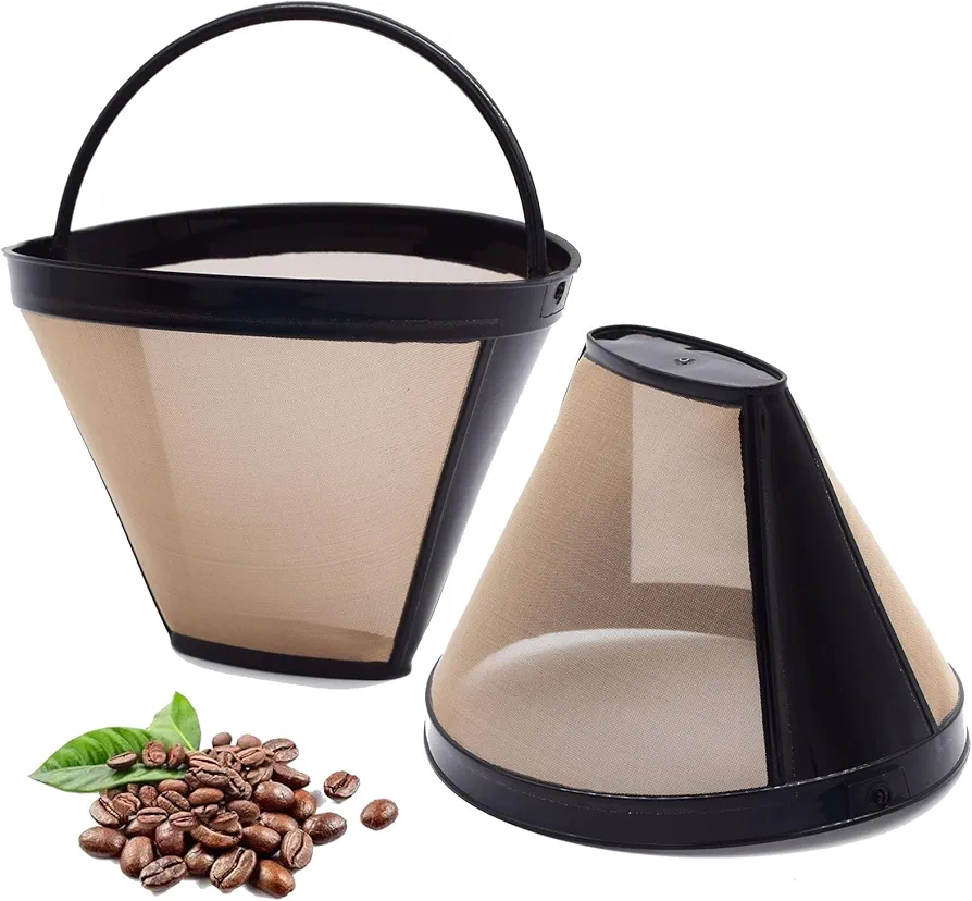Reusable #4 Cone Coffee Filters Basket Replacement for Cuisinart Coffee Makers(2 Reusable Filters)