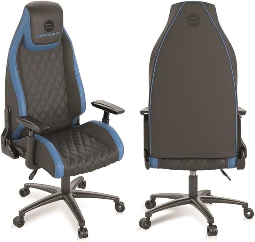 Atlantic Dardashti Gaming/Executive Chair –Molded Cold-Cure Foam, ANSI/BIFMA X5.1 Tested, Class-4 Heavy-Duty Gas Piston, 350 lbs. Weight Load, 8-Way Arm Rests, PN 78050355 – Black with Cobalt Blue