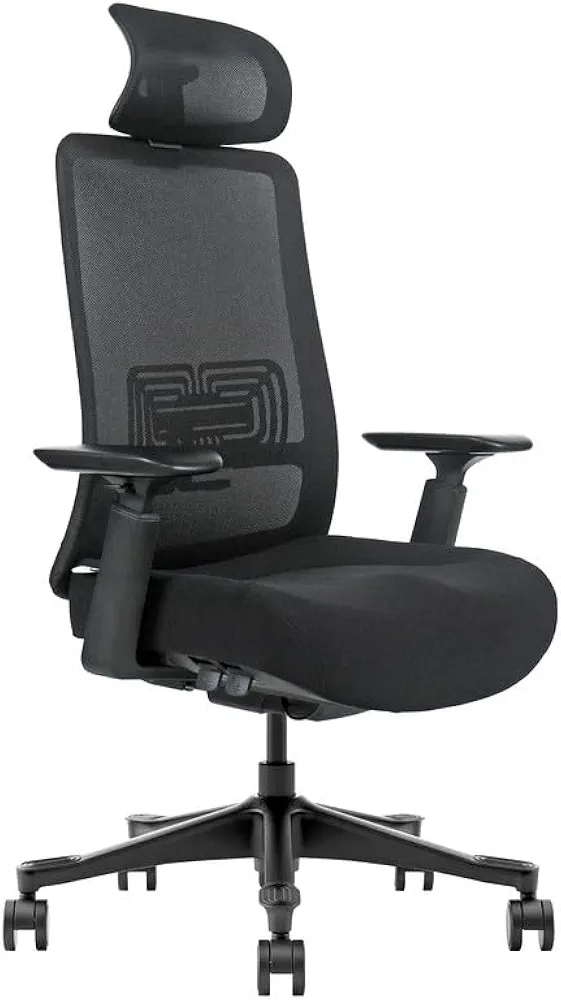 Mesh Office Chair with Headrest - Ergonomic Office Chair with Lumbar Support - Mesh Desk Chair - Ergonomic Desk Chair with Wheels - Home Office Desk Chair – MAX-50-Black