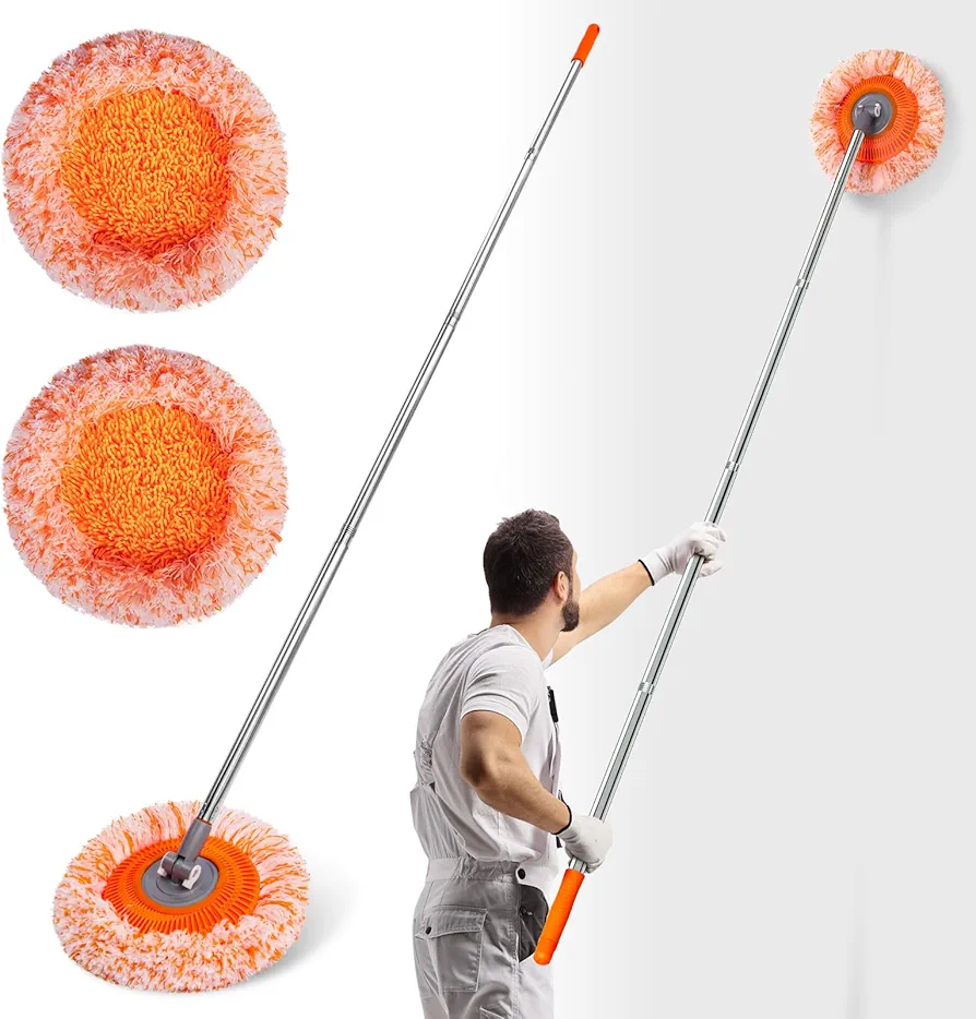 Wall Mop, Primium 68” Wall Cleaner, Baseboard Cleaner, Professional-Grade Baseboard Cleaner Tool with Handle, Dust Mop, Efficient Ceiling Fan Cleaner Duster