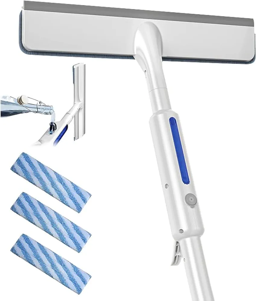 2024 New Squeegee for Window Cleaning with Spray and 3 Pads, Window cleaning tools with long handle,for Car windows, glass doors, interior windows, etc.