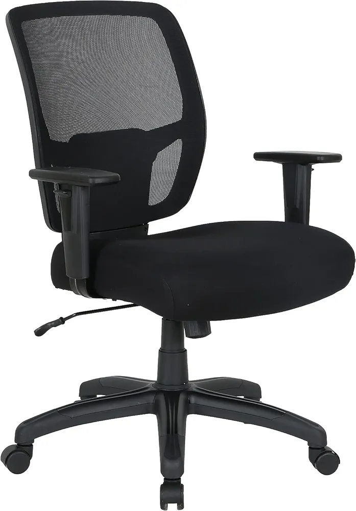 Amazon Basics Big and Tall Mesh Office Chair, Adjustable Arms and Lumbar Support, 400lbs Capacity, Black
