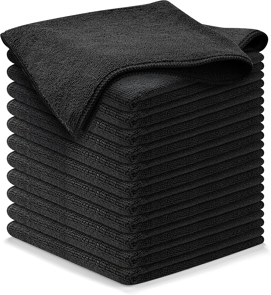 Microfiber Cleaning Cloth - 12Pcs 12.5x12.5 inch High Performance - 1200 Washes, Ultra Absorbent Microfiber Towels for Cars Weave Grime & Liquid for Streak-Free Mirror Shine-Microfiber Cloth