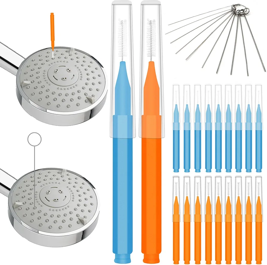 30 Pcs Shower Head Cleaner Tool Shower Nozzle Clog Removal Picks Small Gaps Hole Anti-Clogging Shower Head Cleaning Brush with Storage Boxes for Bathroom Shower Head Gap Nozzle Slot