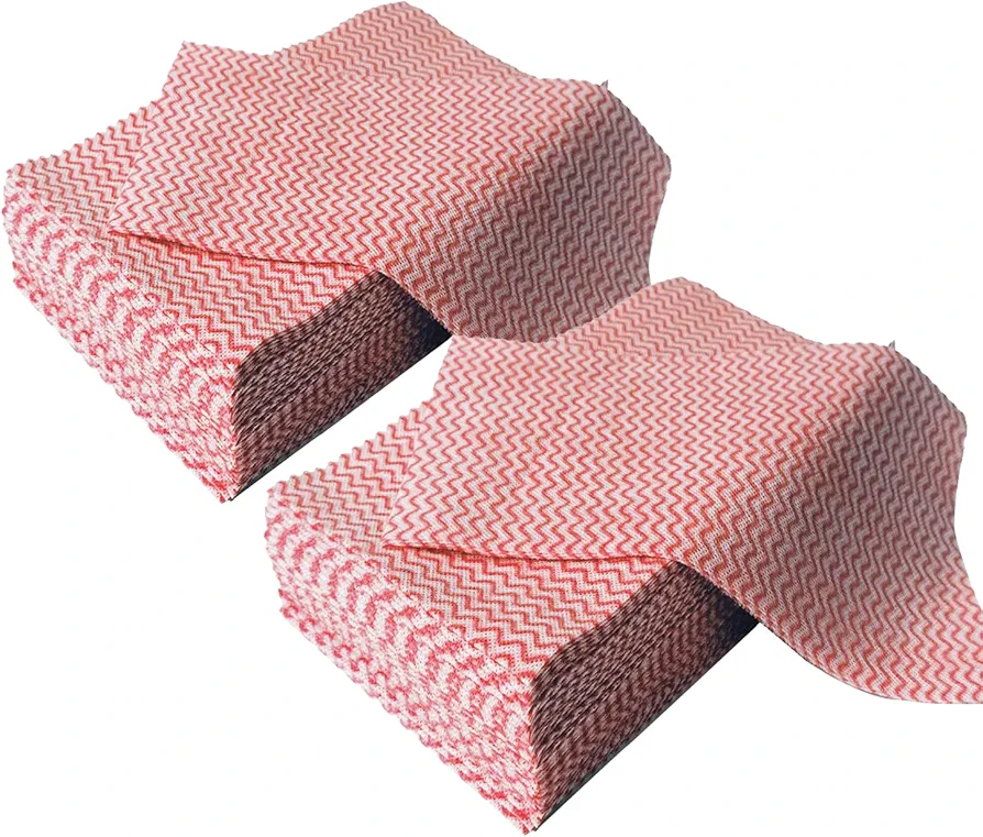 Disposable Cleaning Cloth Washing Cloth for Kitchen, Durable Dish Towels, Reusable Household Cleaning Towel (100count,Red)