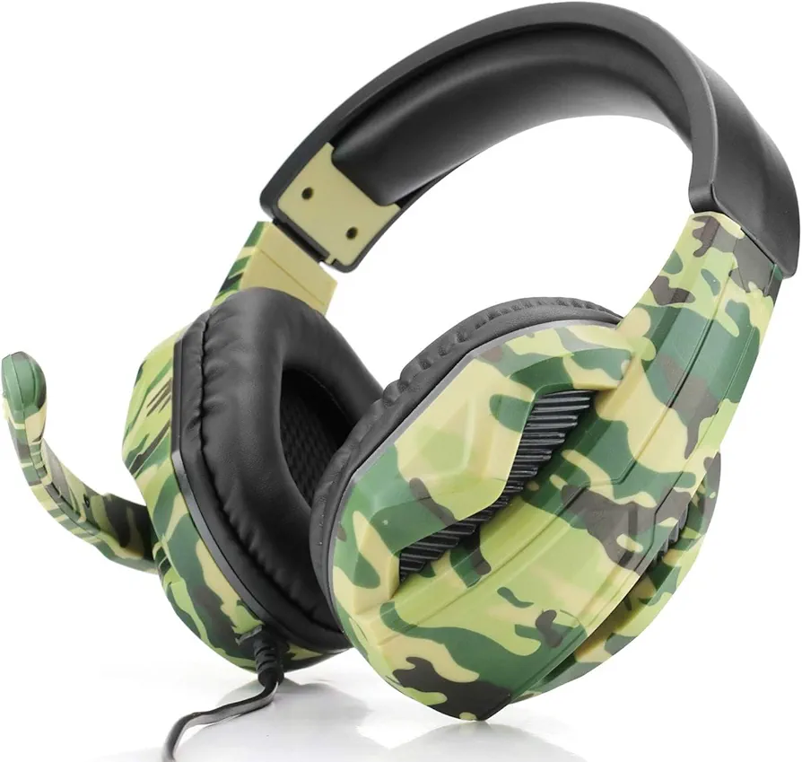Gaming Headset with Microphone 3.5mm: Compatible with PC, PS4, PS5, Switch, Xbox One, and Xbox Series X|S. with Noise Cancelling Over-Ear Stereo Bass Surround Sound Gaming Headphone, Camo