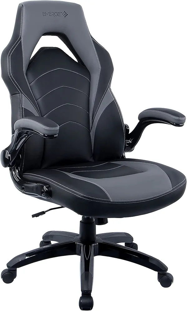 STAPLES Emerge Vortex Bonded Leather Gaming Chair, Black and Gray, 2/Pack (58224-CCVS)