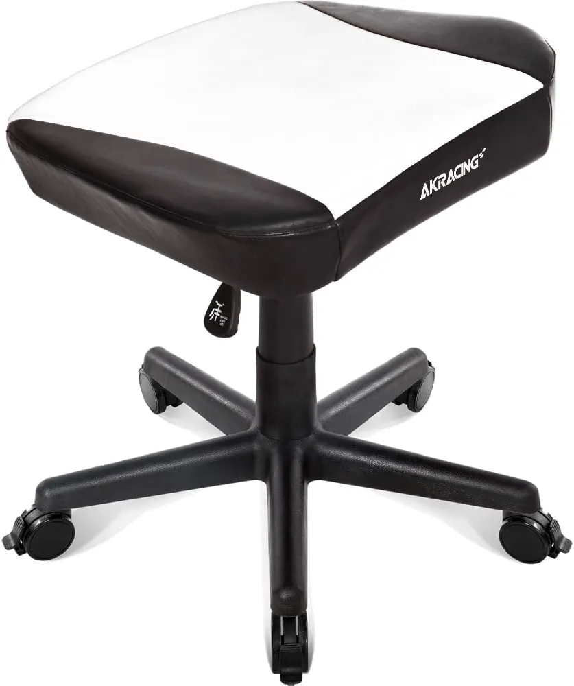 AKRacing Gaming Chair Ottoman Footrest, White, White, Heavy Duty PU Leather, Home and Remote