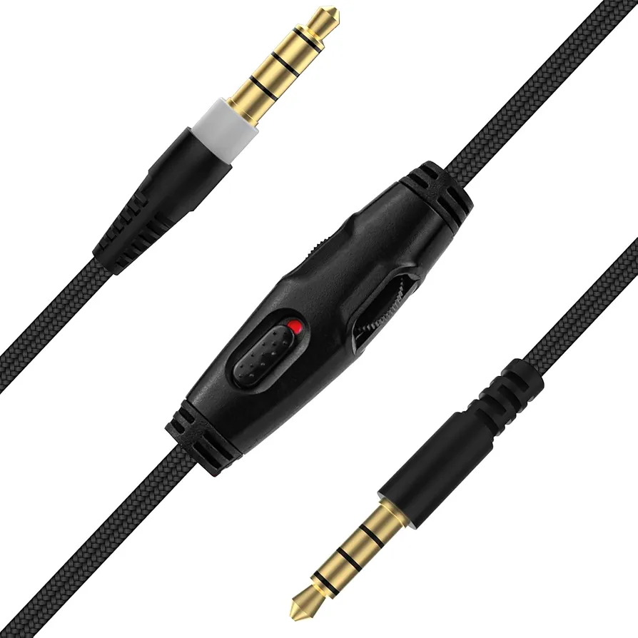 Cloud Alpha Replacement Cable Compatible with Kingston HyperX Cloud Alpha, Cloud Mix, Cloud Flight, Logitech G633, G933 Gaming Headset, 3.5mm Audio Cable with Mute & Volume Control (No Mic, 4.9ft)