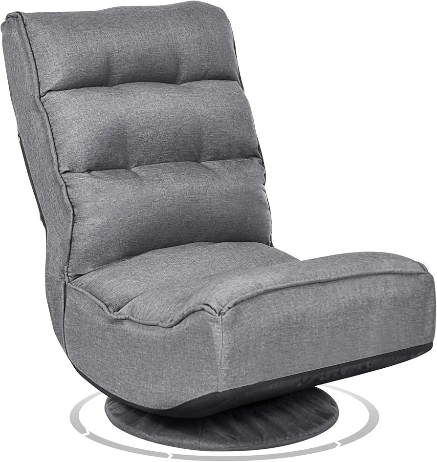 Giantex 360 Degree Swivel Gaming Chair, 6 Position Adjustable Folding Floor Chair, 300lb Spring Support, Comfortable Padded Backrest, Lazy Sofa Chair Game Rocker for Teens Adults