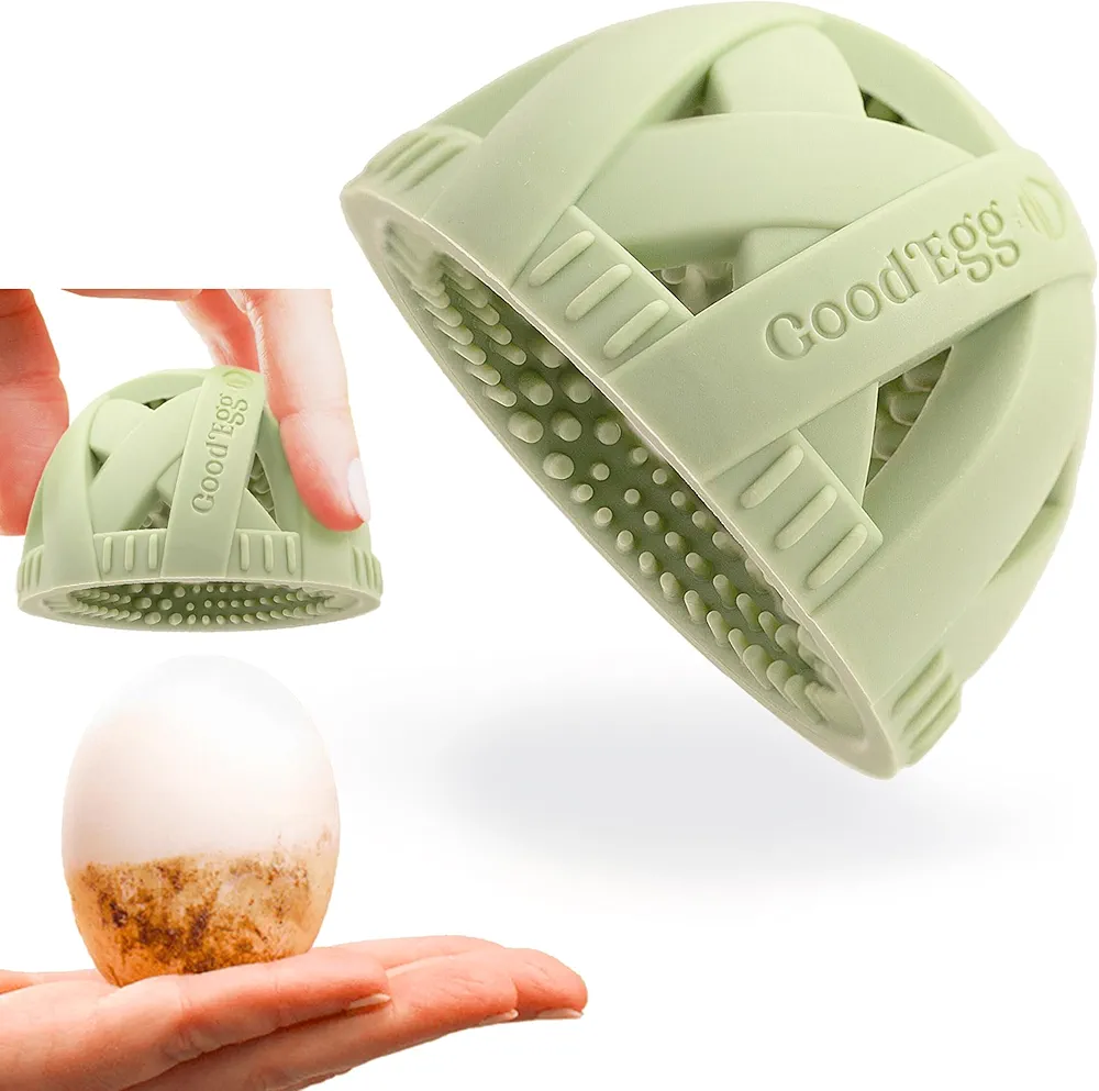 The Original Egg Brush - Silicone Egg Cleaning Brush for Farm Fresh Eggs, Removes Chicken Coop Nasties - Ideal for Backyard Chickens, Homesteaders & Egg Collectors (Large-XL Sized Eggs)