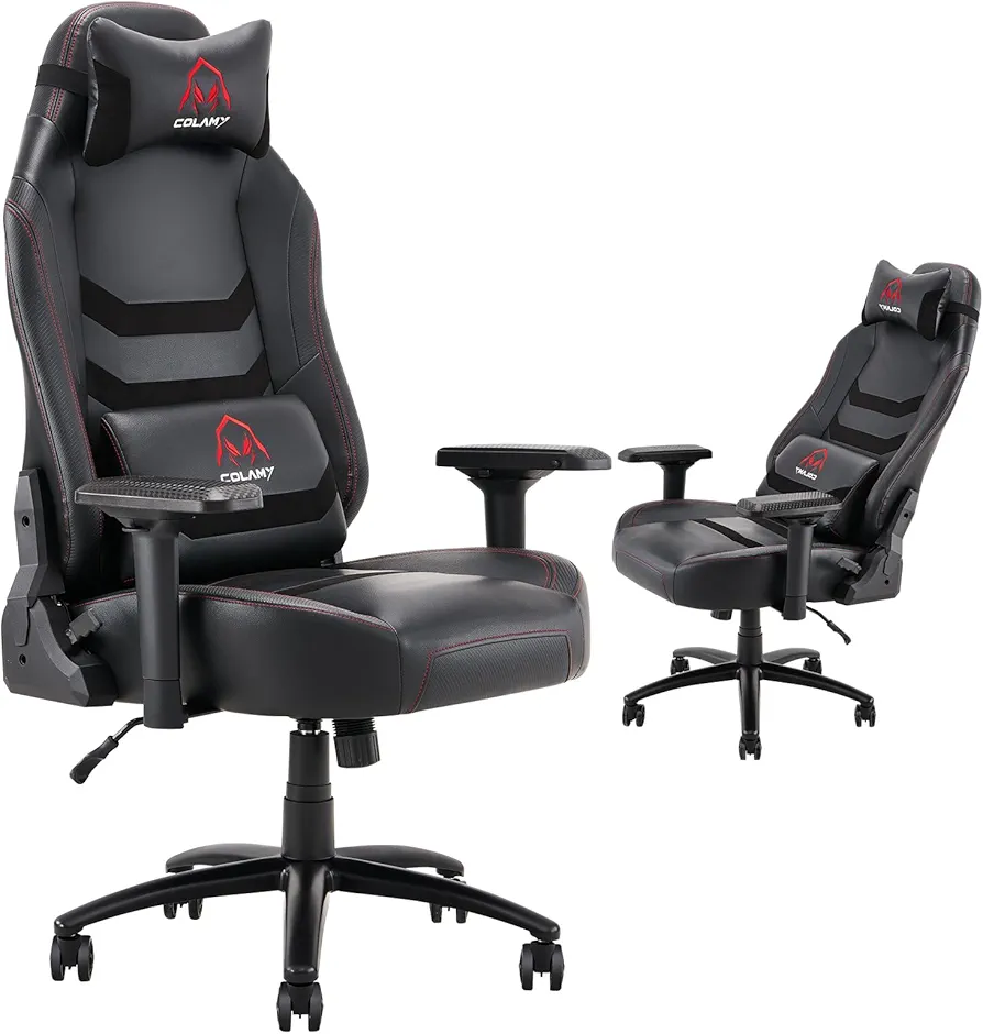 Big and Tall Gaming Chair 400lbs-Racing Style Computer Gamer Chair, Ergonomic Leather Executive Office Chair, High Back PC Chair with Wide Seat, Adjustable 4D Armrest for Adult Teens-Black