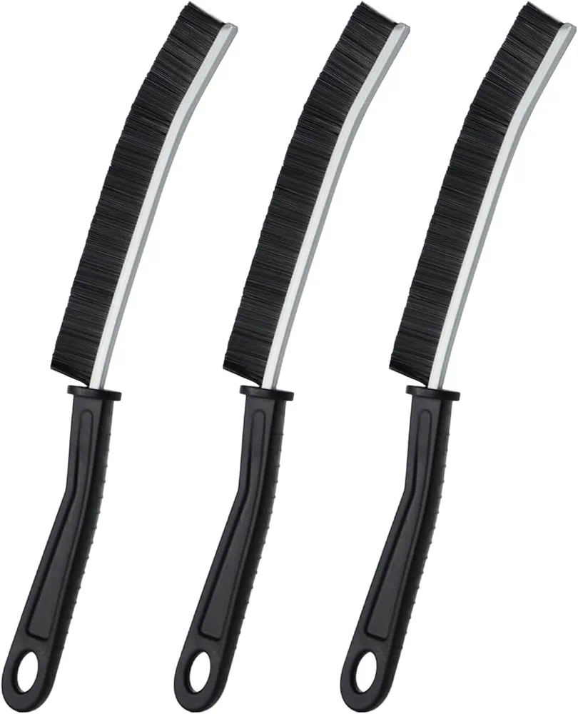 Crevice Cleaning Brush, Bathroom Tile Groove Gap Cleaning Brush,Premium Crevice Cleaning Tool Aluminum Support with 15° Angle Magic Brush, Thin Cleaning Brush for Home Kitchen (3PCS)