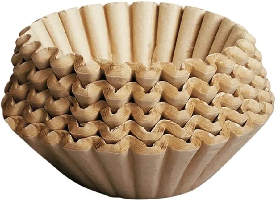 Natural Unbleached Brown Biodegradable Extra Large Coffee Filters 10, 12, 13, 14, 15 Cup Basket for Commercial, Home Coffee Maker Extra High Extra Wide, Anti ground, 9.75" Flattened Diameter (200 Pcs)