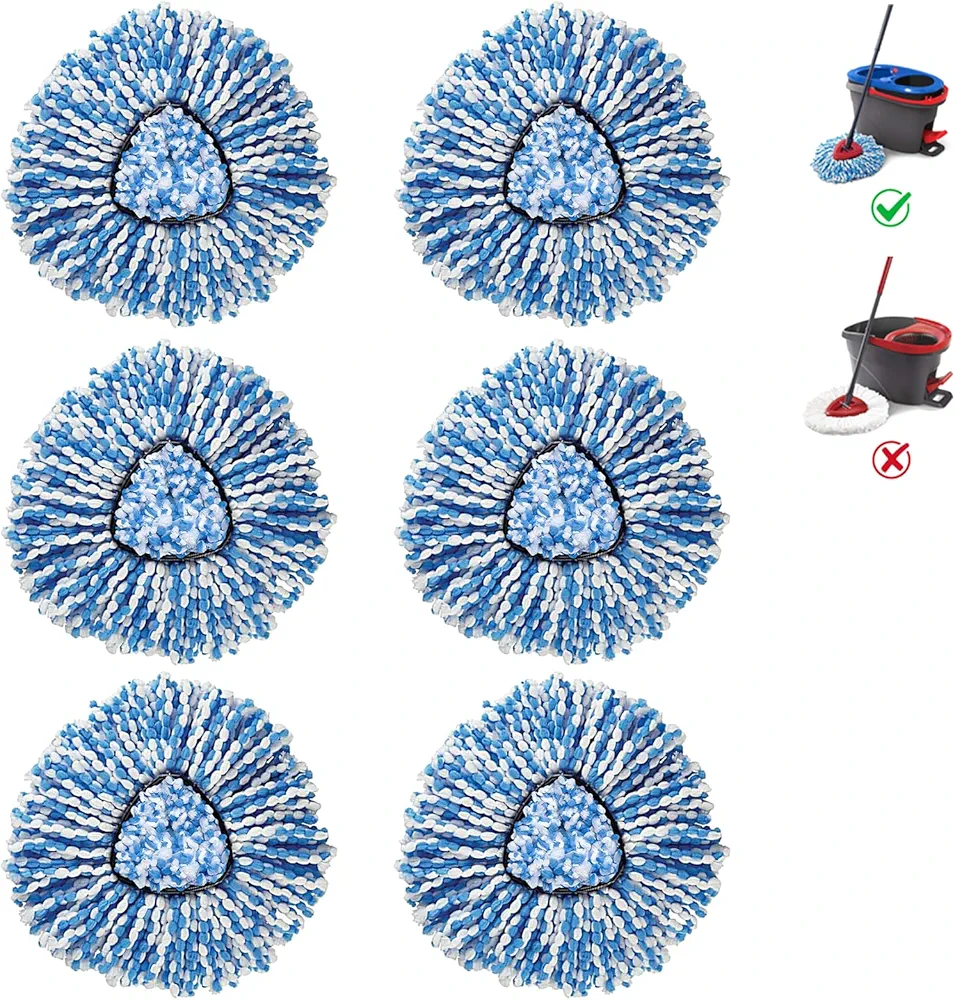 BonusLife 6-Pack Mop Head for O-Ceda RinseClean Spin Mop Refill 2-Tank System Only Easy Cleaning Microfiber Replacement