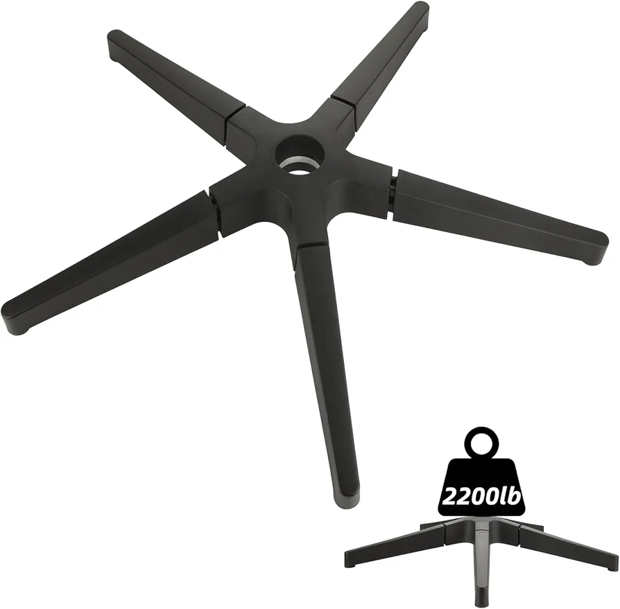 Office Chair Base Replacement Heavy Duty 28'' Desk Chair Base Replacement Parts 2200 lbs, Universal Gas Cylinder and Caster Sockets, Black