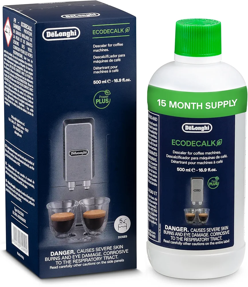 De'Longhi EcoDecalk Descaler, Eco-Friendly Universal Descaling Solution for Coffee & Espresso Machines, 16.90 oz (5 uses)