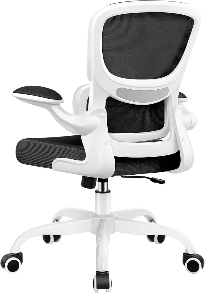 Razzor Office Chair, Ergonomic Desk Chair with Lumbar Support and Adjustable Armrests, Comfy Desk Chair Breathable Mesh Mid Back Computer Chair, Reclining Office Chair for Home Office - White