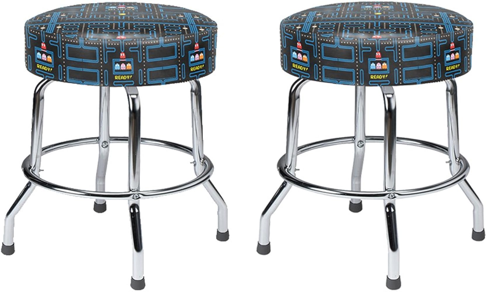 Namco 19" Pac Man Arcade Game Cocktail Table Swivel Bar Stools - Set of Two