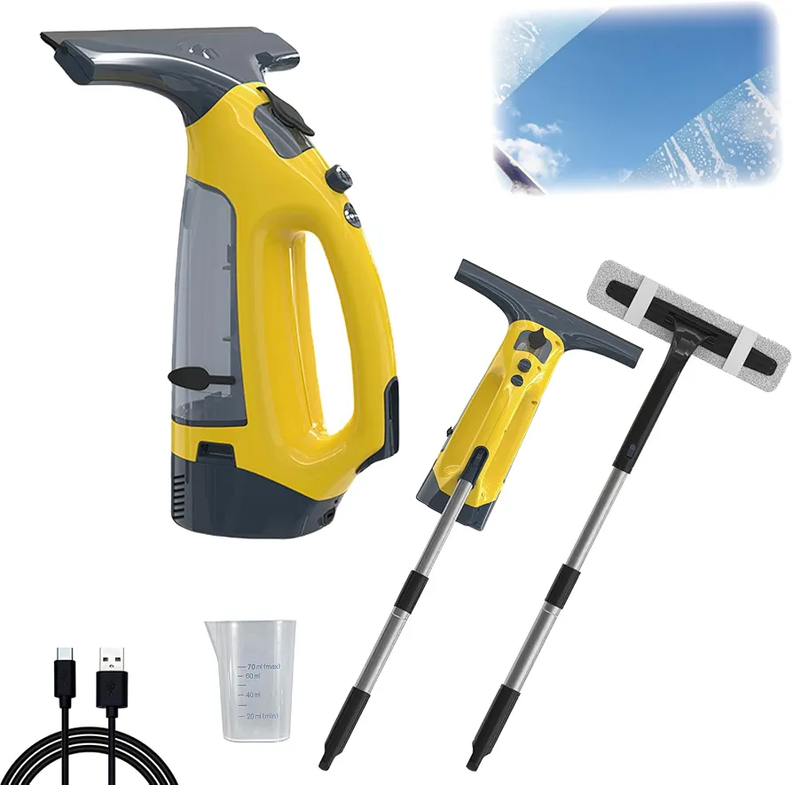 Electric Window Vacuum, Cordless Window Cleaner, Window Vacuum Cleaner Set, Window Cleaner Tool, Mirror Cleaner, Window Squeegee Electric Cleaning Tool for Windows
