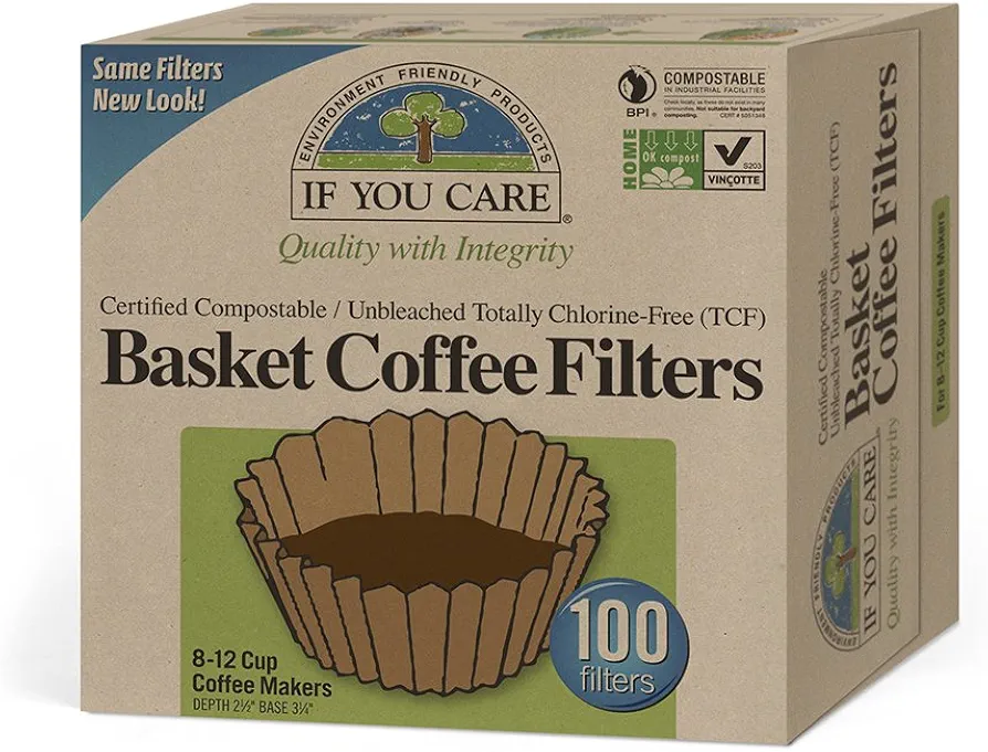 If You Care Coffee Filter Baskets ( 1x100 CT ), Fits 8-12 Cup Drip Coffee Makers