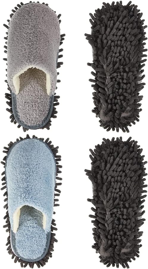 Jecery 2 Pair Microfiber Slippers Floor Cleaning Chenille Mop Slippers Washable Cleaning Slippers Base Board Cleaner Household Cleaning Tools for Wood Floor Dust Dirt Cleaning Tool Supplies