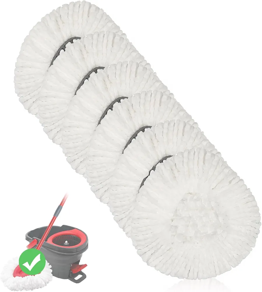 6 Pack Spin Mop Replacement Heads Compatible with OCeda EasyWring 1-Tank System, Mop Replace Head Refills, Microfiber Spin Mop Refills, Easy Cleaning Mop Head Replacements(Not for 2-Tank)