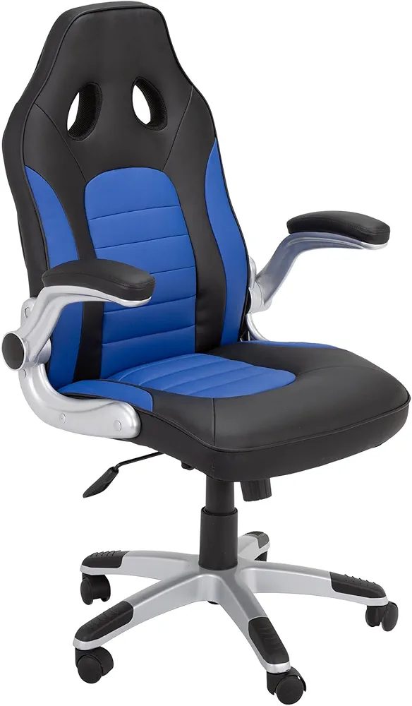 Norwood Commercial Furniture Skylab, High Back Adjustable Height Swivel Executive Computer Office Flip-Up Arms Gaming Chair, Blue