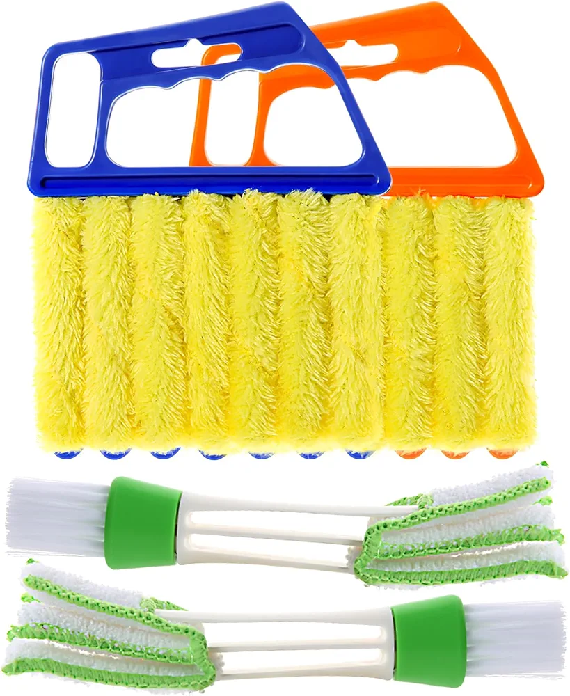 4Pcs Window Venetian Blind Cleaner Duster Tool,Washable 7 Fingers Dusting Cleaner and Air Vent Cleaner,Shutter Cleaner Brush,Blinds Air Conditioner Keyboard Fan Duster Dirt Housekeeping Cleaner