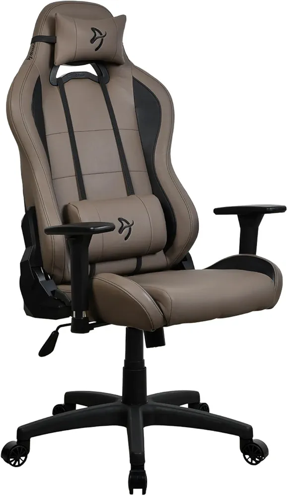 Arozzi Torretta Soft PU Leather Material Gaming Chair, Durable Ergonomic Office Chair with Adjustable Height, 3D Armrest & 2 Supportive Pillows (Brown)