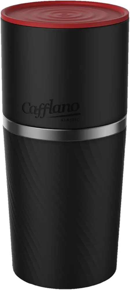 Cafflano Klassic : All-in-1, Drip Kettle+Grinder+Permanent Stainless Filter Dripper+Double-wall Tumbler, Pourover, Coffee Maker for Camping & Travel