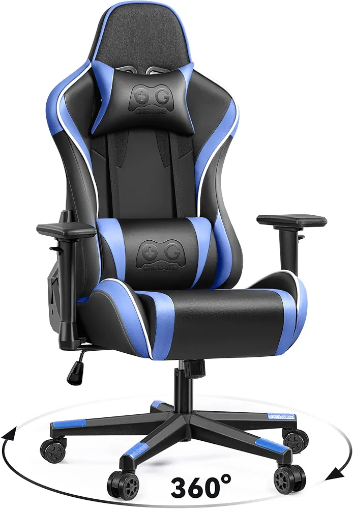 OneGame Gaming Chair, Ergonomic Computer Gamer Chair 3D Armrests, Swivel Office Desk Chair, Adjustable High Back with Lumbar Support, BlackBlue