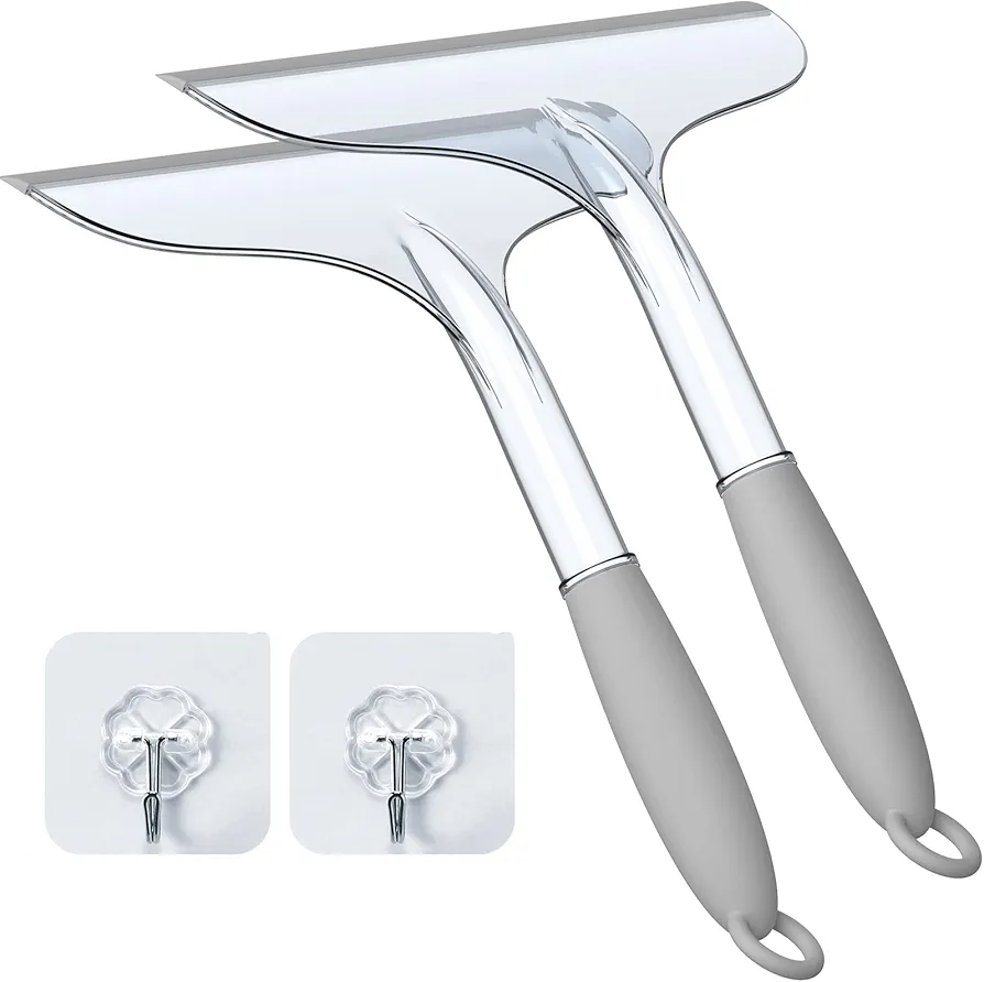 Shower Squeegee for Shower Glass Door Bathroom Tile and Mirror, Streak-Free Rubber Squeegee Wiper Cleaning Tools