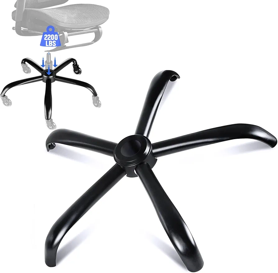 Mastery Mart Office Chair Base Replacement, 28 Inch Heavy Duty(2500 Lbs) Metal Leg, Reinforced to Repair Swivel Gaming Chair Bottom Part with Universal Caster and Gas Cylinder Size (Matte Black)